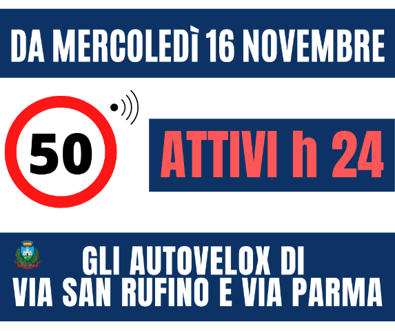 Autovelox di via San Rufino e via Parma. Dal 16 novembre attivi h24.