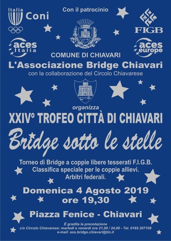 XXIV Trofeo Città di Chiavari - Bridge sotto le stelle